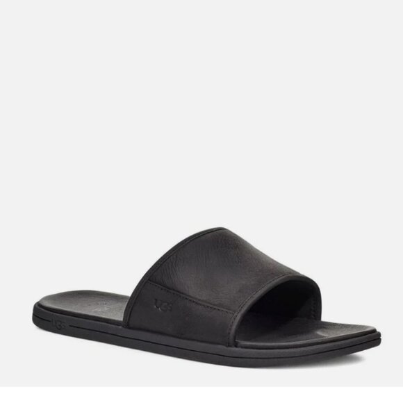 UGG Men's Seaside Slides Sandals Black Nubuck size 10 $80 - Picture 1 of 9